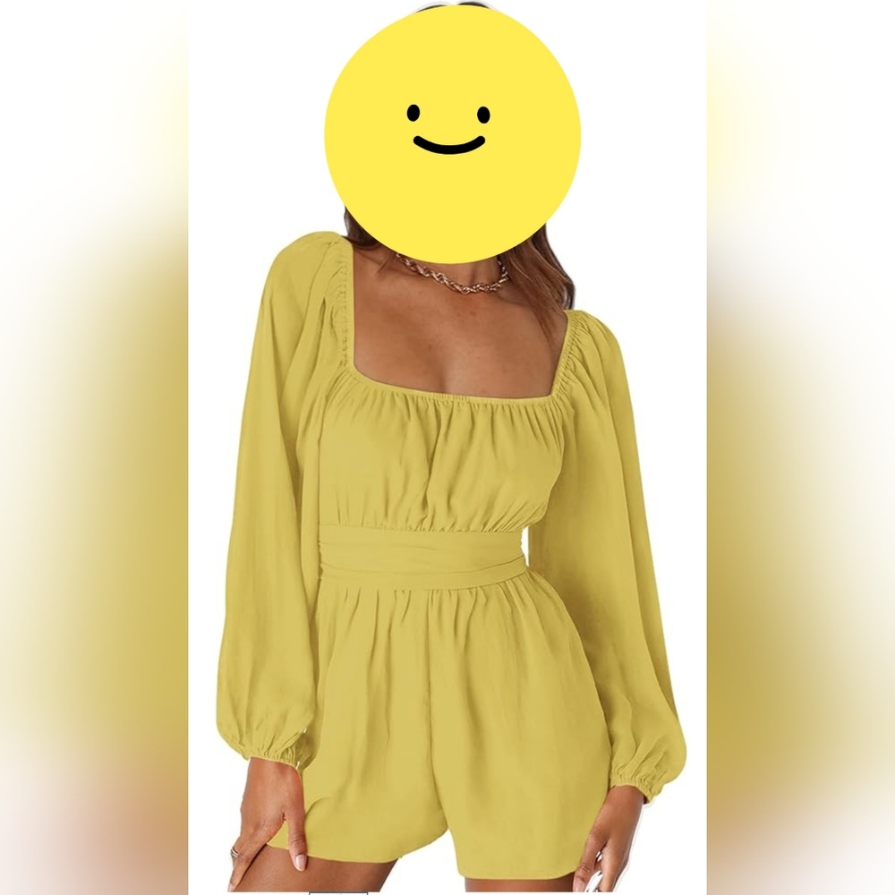 Elegant Yellow Long Sleeve Rhomper